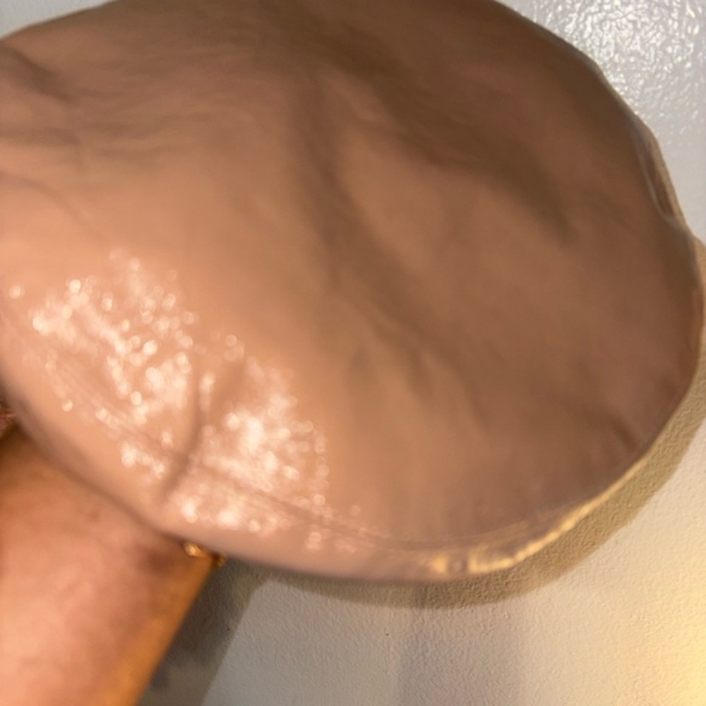 Nude Leather Beret Cap Soft Neutral Chic Statement Hat